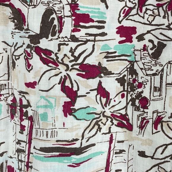 100% LINEN Printed Midi Skirt 4 - Picture 5 of 13